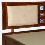 Solid wood bed with elegant headboard design - Image 4