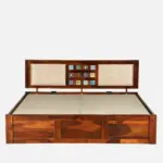 Solid wood bed with elegant headboard design - Image 8