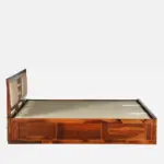 Solid wood bed with elegant headboard design - Image 9