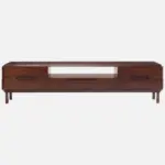Luxury Walnut Finish TV Unit with Backlit Panel Design - Image 3