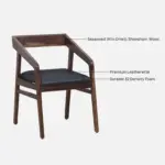 klint Sheesham Wood Arm Chair In Honey Oak Finish - Image 3