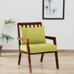wilton Sheesham Wood Arm Chair In Green & Rustic Teak Finish Set Of 2