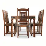 Luxury Solid Sheesham Wood Rustic 6-Seater Dining Table Set with Iron Detailing - Image 2
