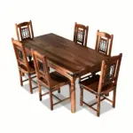 Luxury Solid Sheesham Wood Rustic 6-Seater Dining Table Set with Iron Detailing - Image 5