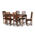 Luxury Solid Sheesham Wood Rustic 6-Seater Dining Table Set with Iron Detailing - Image 7