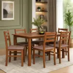 Premium 6 seater wooden dining table set for modern dining room interior