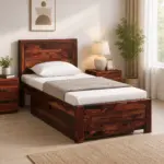 Orenova Minimal Wooden Single Bed Frame with Durable Structure in Natural Finish
