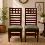 Street Teak Wood Dining Chair (Brown Green  (SET OF 2)