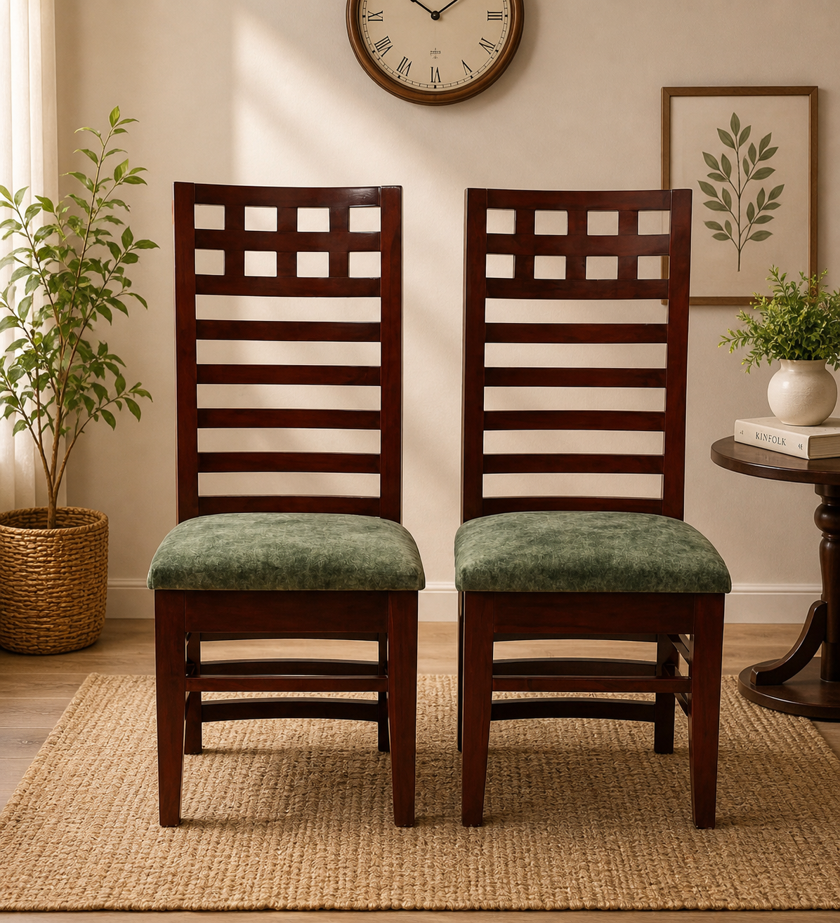 Classicwood-1-3.png Street Teak Wood Dining Chair (Brown Green (SET OF 2) - Image 1