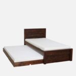 Qalvora Wooden Single Bed with Strong Base in Natural Finish - Image 2