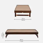 Qalvora Wooden Single Bed with Strong Base in Natural Finish - Image 3