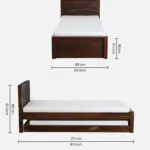 Qalvora Wooden Single Bed with Strong Base in Natural Finish - Image 14