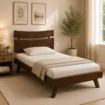 Senviro Solid Wood Single Bed with Elegant Headboard Design