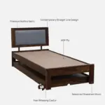 Oelmora Solid Wood Single Bed with Minimalist Design and Smooth Finish - Image 7