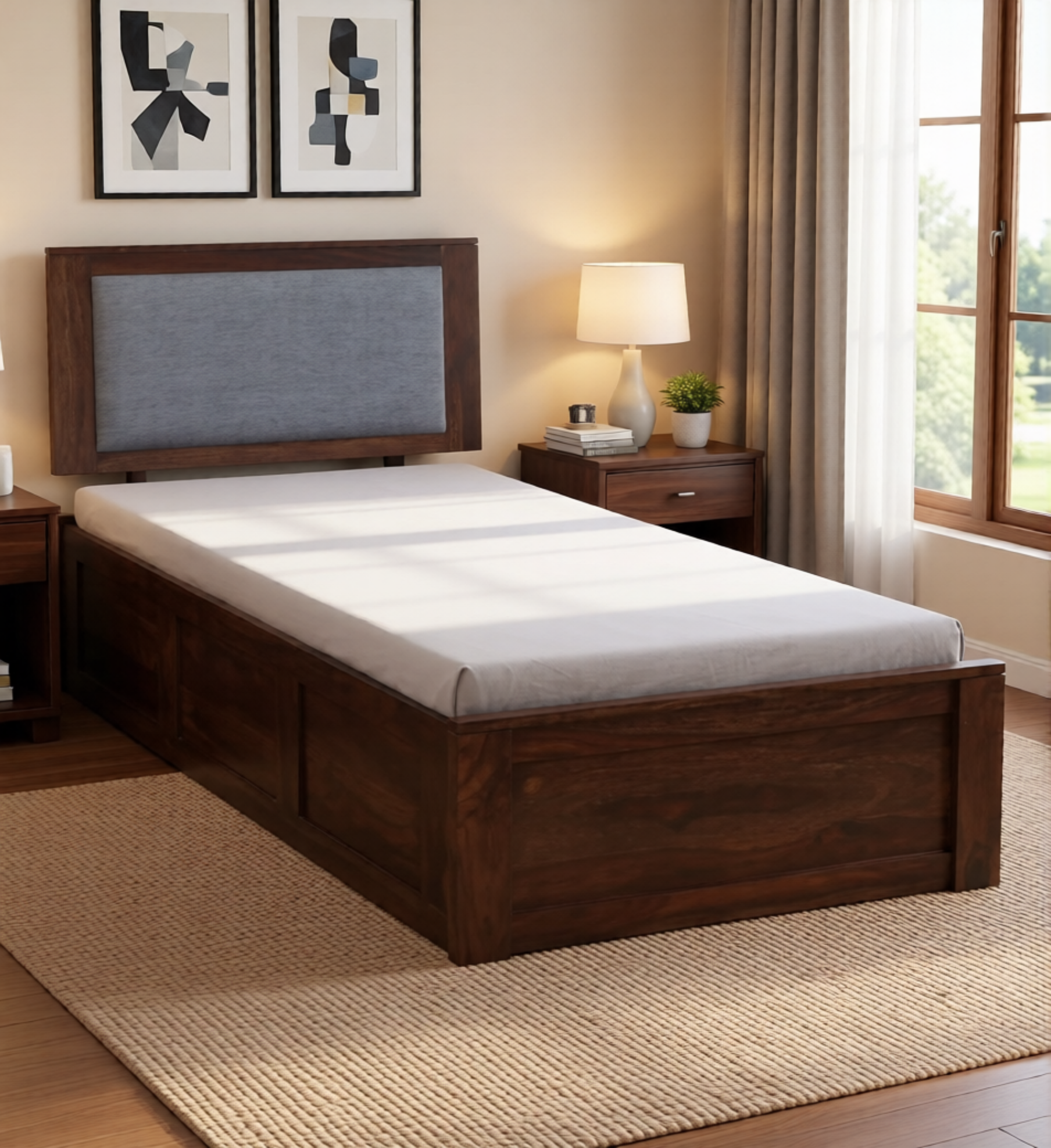 classic-wood-10.webp Eakvera Solid Wood Single Bed in Light Natural Finish - Image 1