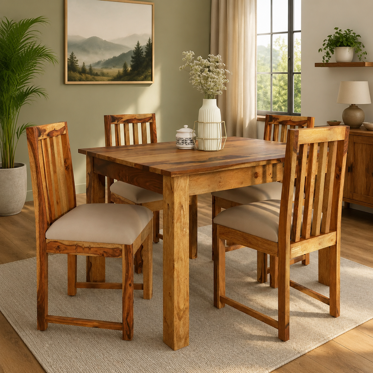 Cenvora-Sheesham-Wood-Dining-Set-in-Balanced-Wood-Texture-classic-wood-3.webp Cenvora Sheesham Wood Dining Set in Balanced Wood Texture - Image 1