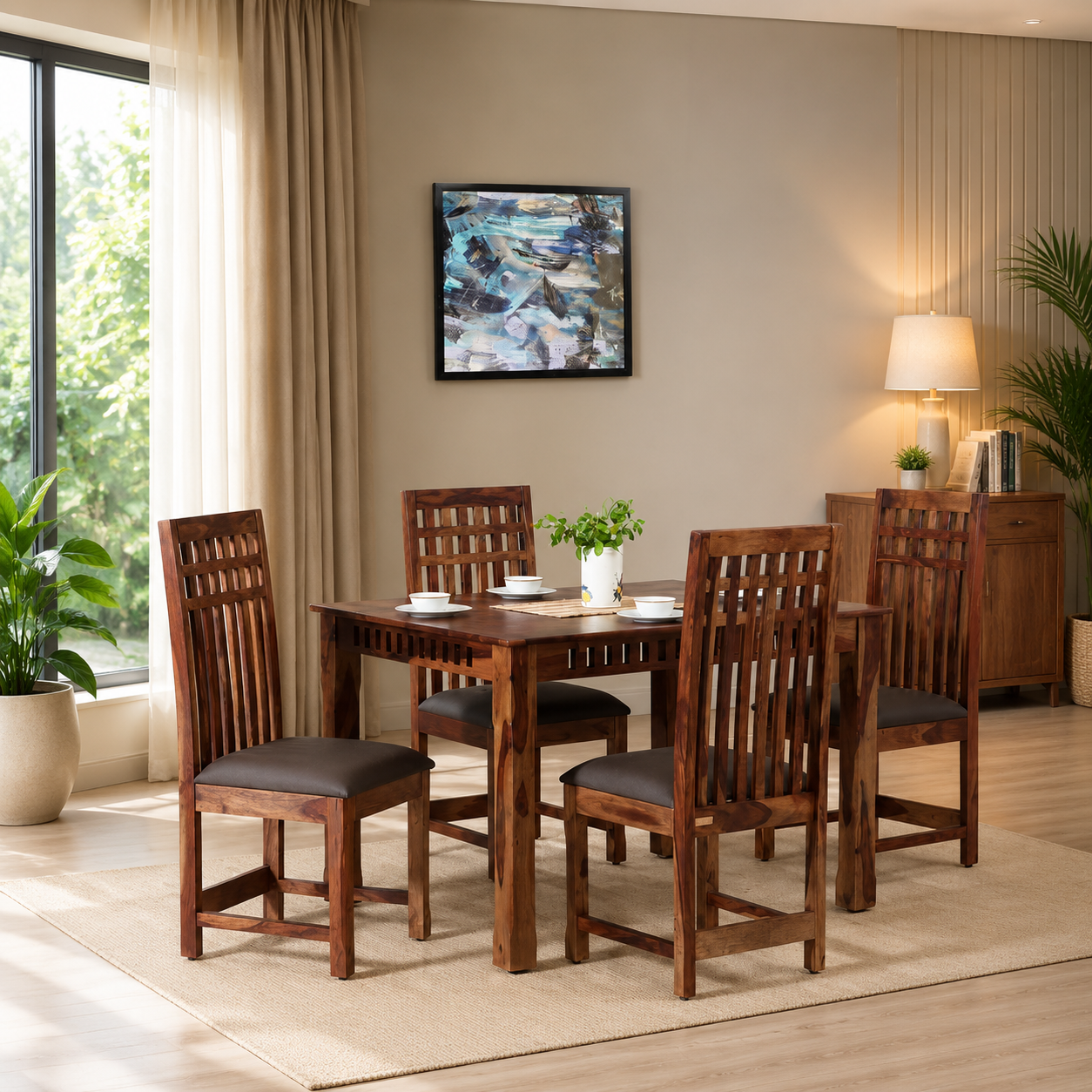 Eenvira-Solid-Wood-Dining-Table-with-Natural-Flow-Finish-classic-wood-1.png Eenvira Solid Wood Dining Table with Natural Flow Finish - Image 1