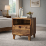 Rlvara Wooden Night Stand with Open Shelf Storage