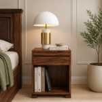 Doodlark Modern Nightstand with Drawer and Open Rack
