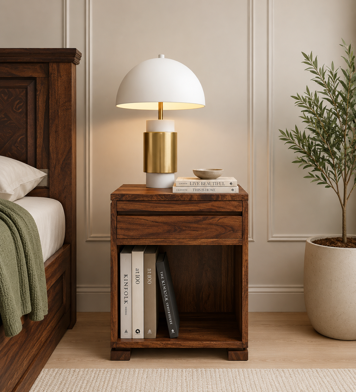 Doodlark-Modern-Nightstand-with-Drawer-and-Open-Rack-classic-wood-1.png Doodlark Modern Nightstand with Drawer and Open Rack - Image 1