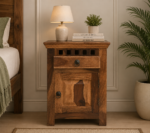 Ienvora Engineered Wood Bedside Stand in Oak Finish