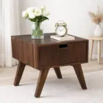GillowCraft Solid Wood Bedside Table with Natural Oak Finish