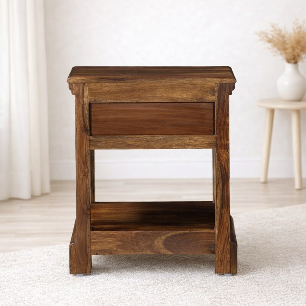 JimberNest-Handcrafted-Bedside-Table-with-Storage-Drawer-classic-wood-1.webp JimberNest Handcrafted Bedside Table with Storage Drawer - Image 1