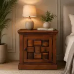 Hustica Handcrafted Wooden Bedside Cabinet with Drawer