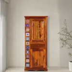 Terona Sheesham Wood 2 Door Wardrobe with Handcrafted Tile Design - Image 3
