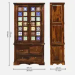 Lohemia Sheesham Wood Storage Cabinet with Decorative Tiles - Image 3