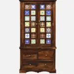 Lohemia Sheesham Wood Storage Cabinet with Decorative Tiles - Image 5