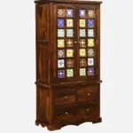 Lohemia Sheesham Wood Storage Cabinet with Decorative Tiles - Image 6