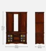Cyoto Solid Wood Wardrobe with Artistic Tile Detailing - Image 2