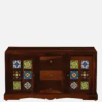 Cyoto Solid Wood Wardrobe with Artistic Tile Detailing - Image 3