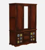 Cyoto Solid Wood Wardrobe with Artistic Tile Detailing - Image 8