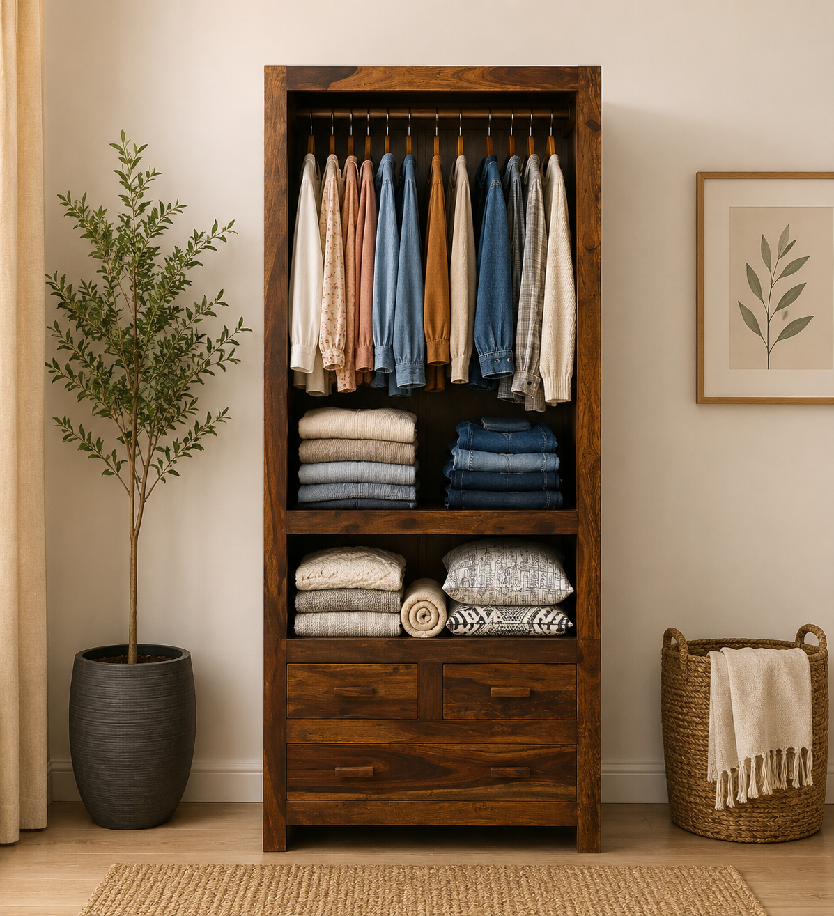 Suscany-Solid-Wood-Wardrobe-with-Handcrafted-Patterns-classic-wood-1.webp Suscany Solid Wood Wardrobe with Handcrafted Patterns - Image 1
