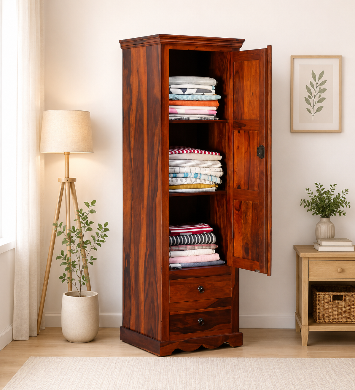 JasaCraft-Rustic-Oak-Bedroom-Wardrobe-with-Drawers-classic-wood-1.webp JasaCraft Rustic Oak Bedroom Wardrobe with Drawers - Image 1