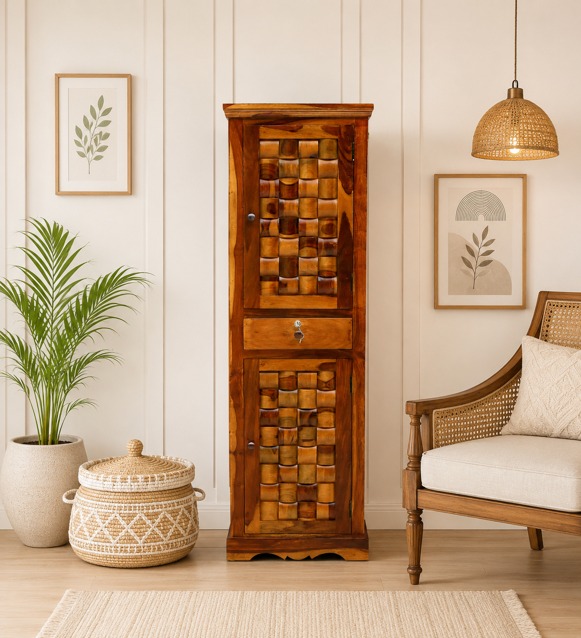 Kolimo-Modern-Engineered-Wood-Wardrobe-in-Teak-Finish-classic-wood-1.webp Kolimo Modern Engineered Wood Wardrobe in Teak Finish - Image 1