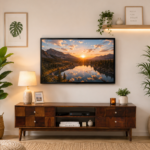 Elmswood Mango Wood TV Console in Stain Resistant Dark Mahogany Finish