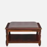 Birchwood Round Coffee Table with Wicker Shelf in White - Image 5