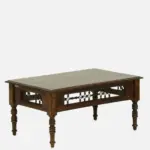 Reclaimed Driftwood Coffee Table with Glass Top in Antique Oak - Image 4