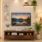 Harborwood Sheesham Wood TV Console in Scratch Resistant Warm Walnut Finish