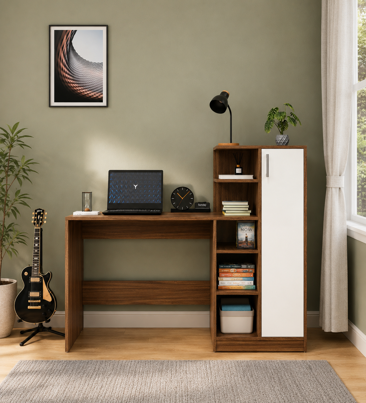 Dna-Writing-Table-In-Noce-Lyon-White-Finish-classicwood-1.png Dna Writing Table In Noce Lyon & White Finish - Image 1