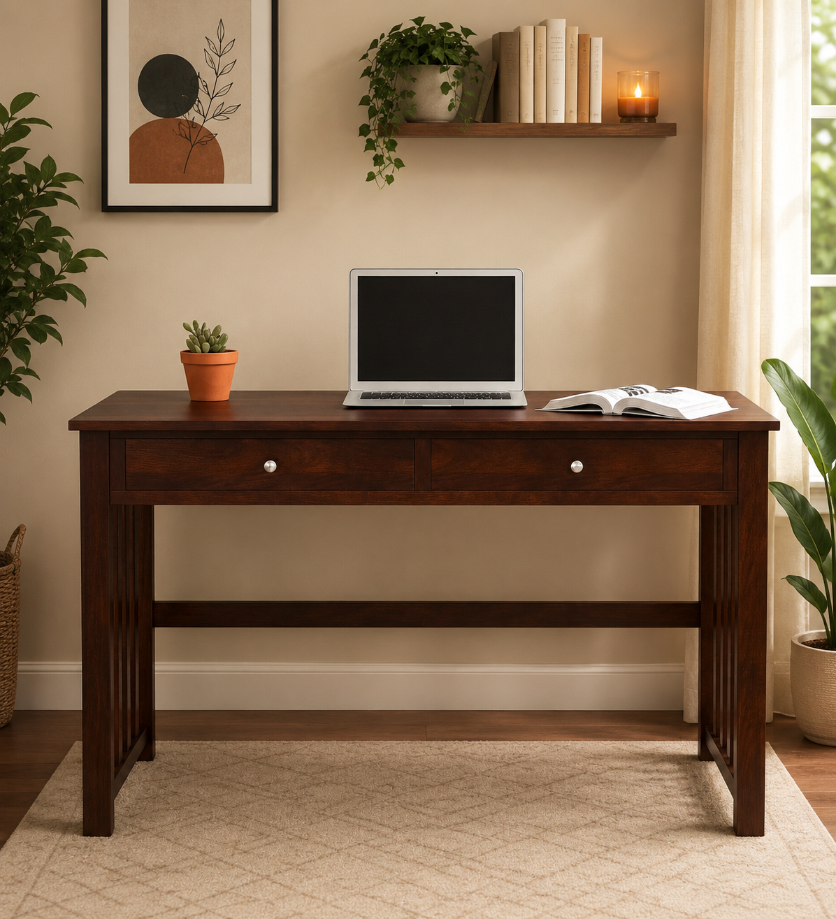lovly-Writing-Table-In-Dark-Walnut-Finish-classicwood-1.png lovly Writing Table In Dark Walnut Finish - Image 1