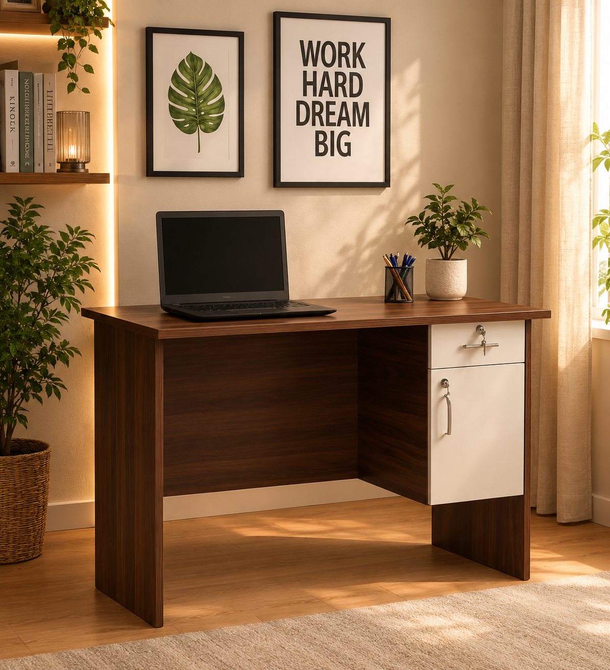 Pro-Writing-table-In-Brown-Finish-classicwood-1.png Pro Writing table In Brown Finish - Image 1