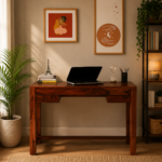 clone Sheesham Wood Writing Table in Scratch Resistant Honey Oak Finish