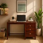 Villa Sheesham Wood Writing Table in Scratch Resistant Honey Oak Finish