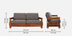 Haven Sheesham Wood 3 Seater Sofa in Brown Finish - Image 3