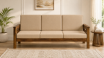 Tezal Sheesham Wood 3 Seater Sofa In Beige Colour