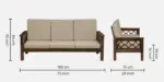 Tezal Sheesham Wood 3 Seater Sofa In Beige Colour - Image 3